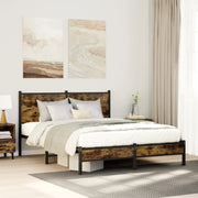 sengeramme uden madras 140x190 cm metal røget egetræsfarve