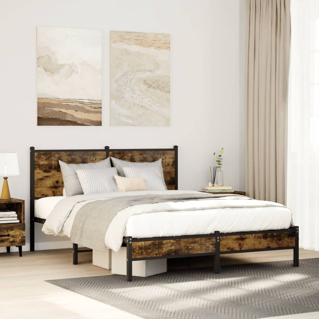 sengeramme uden madras 140x200 cm metal røget egetræsfarve
