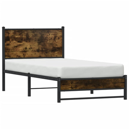 sengeramme uden madras 75x190 cm metal røget egetræsfarve