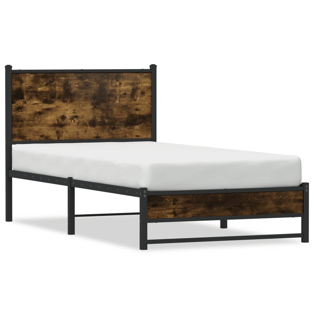 sengeramme uden madras 80x200 cm metal røget egetræsfarve