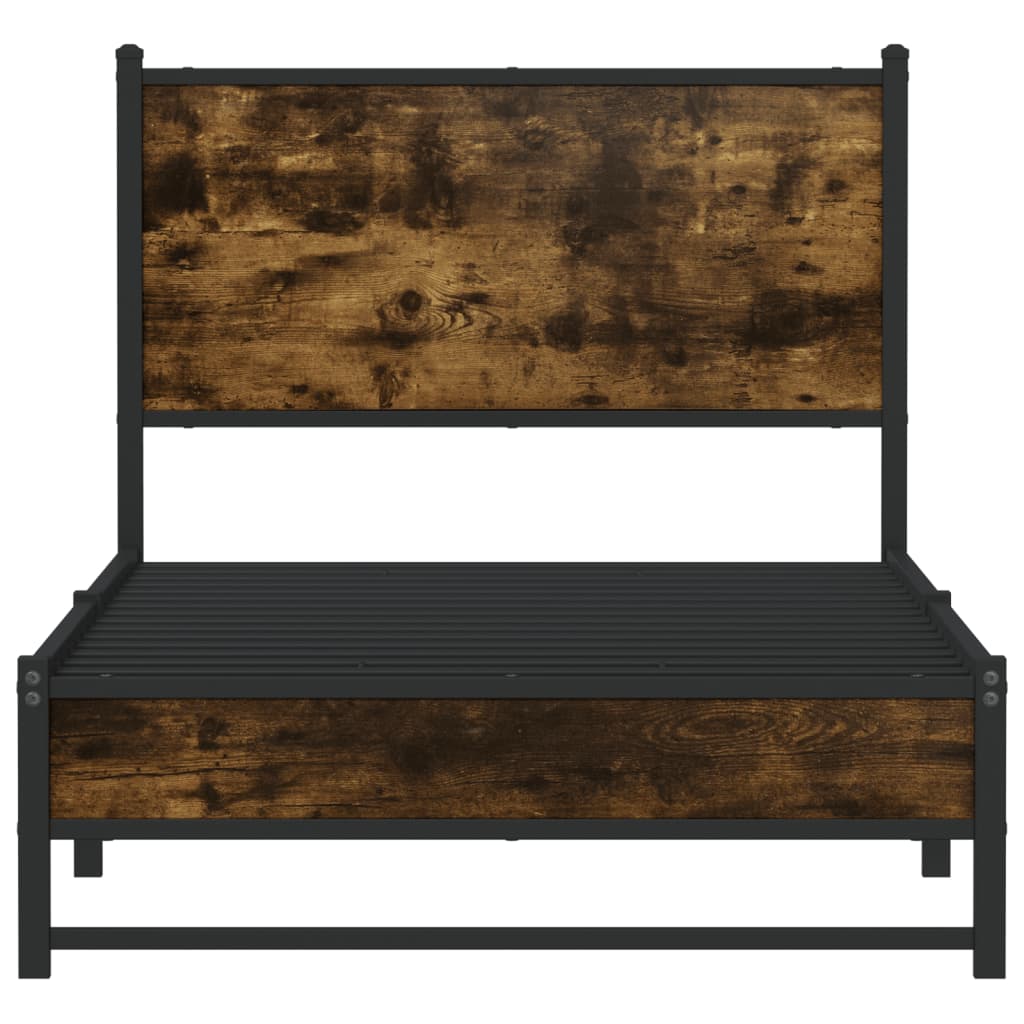 sengeramme uden madras 80x200 cm metal røget egetræsfarve