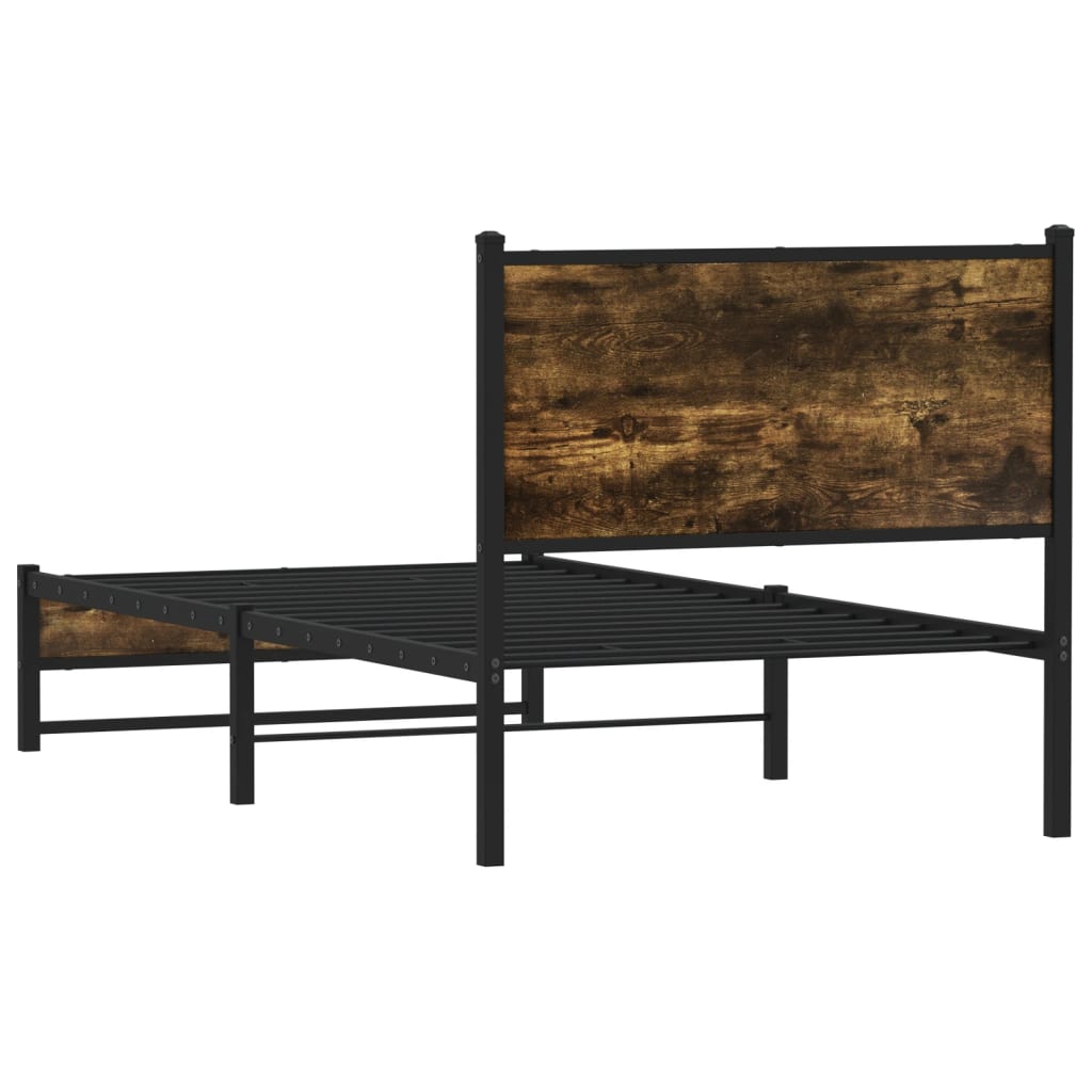sengeramme uden madras 80x200 cm metal røget egetræsfarve