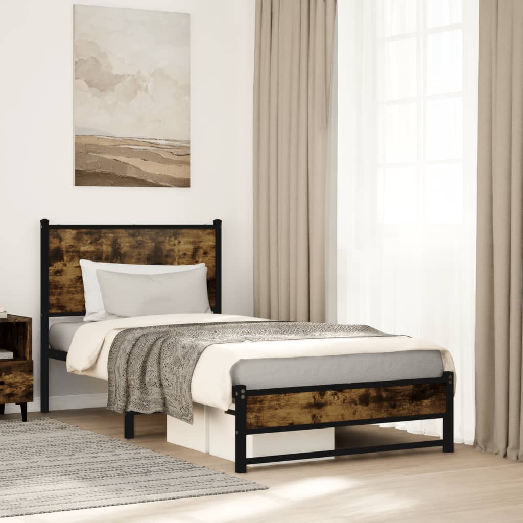 sengeramme uden madras 80x200 cm metal røget egetræsfarve