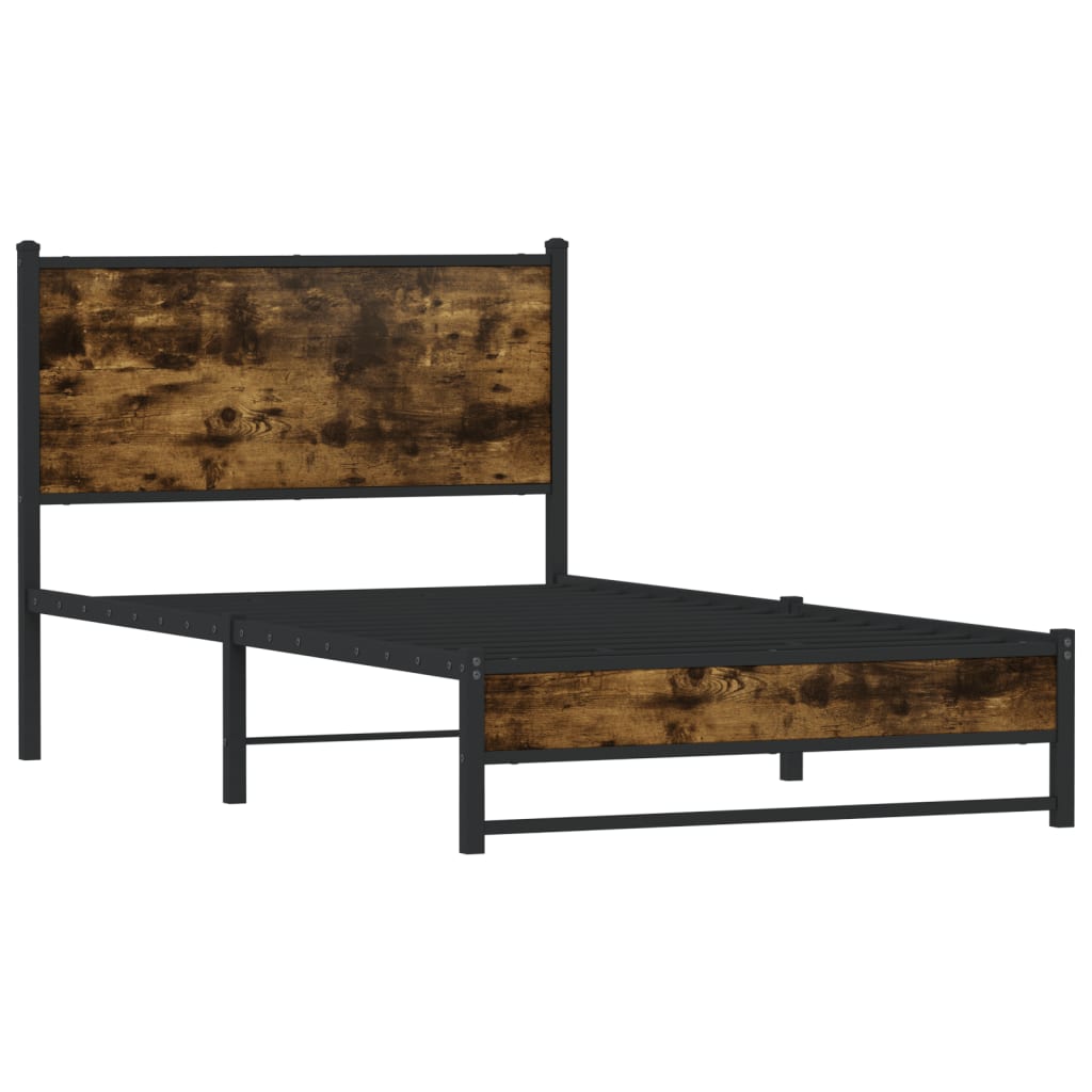 sengeramme uden madras 100x190 cm metal røget egetræsfarve