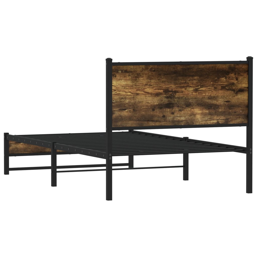 sengeramme uden madras 100x190 cm metal røget egetræsfarve