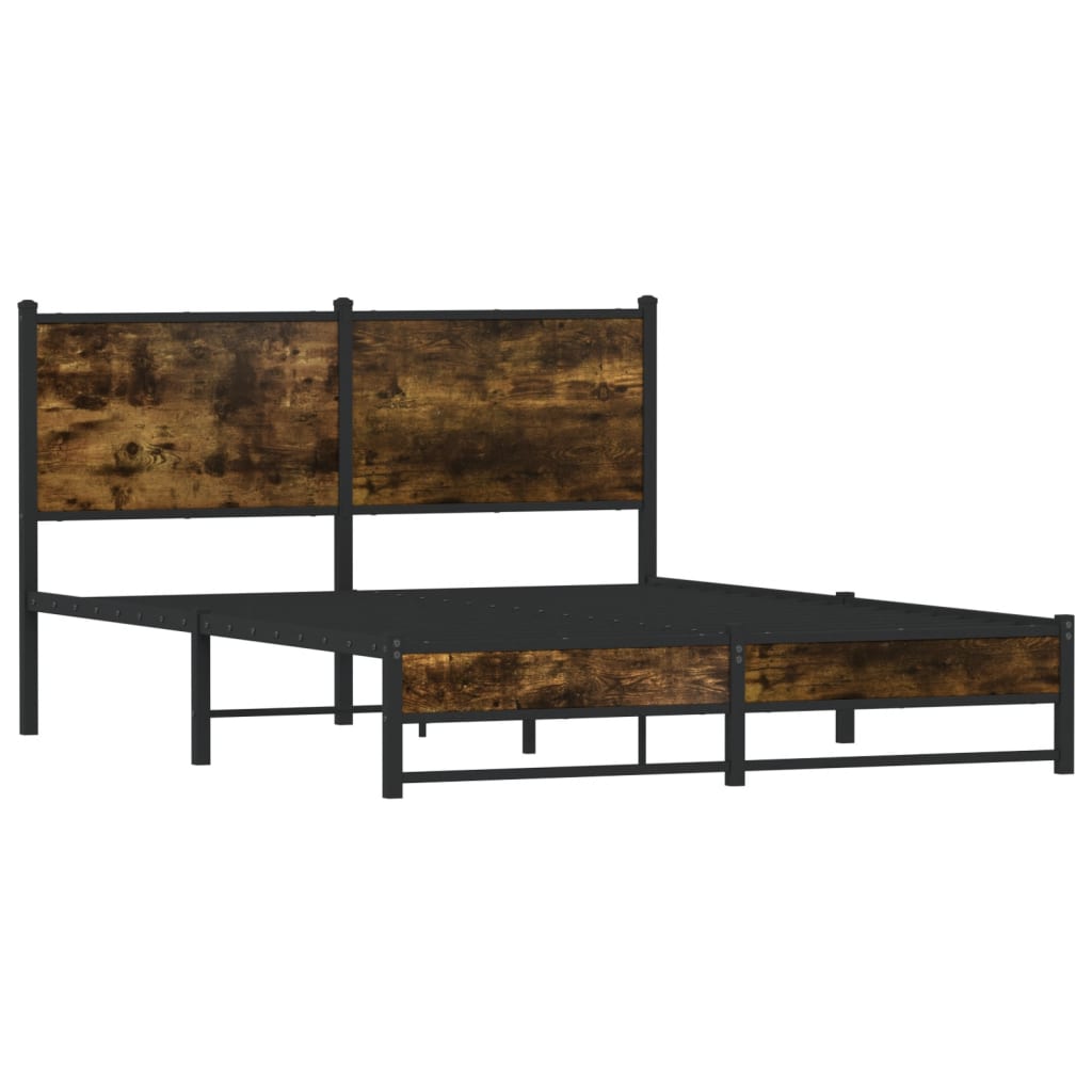 sengeramme uden madras 137x190 cm metal røget egetræsfarve