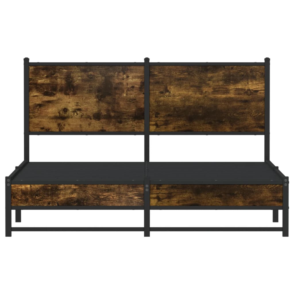 sengeramme uden madras 137x190 cm metal røget egetræsfarve