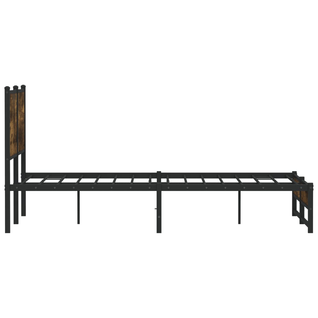sengeramme uden madras 137x190 cm metal røget egetræsfarve