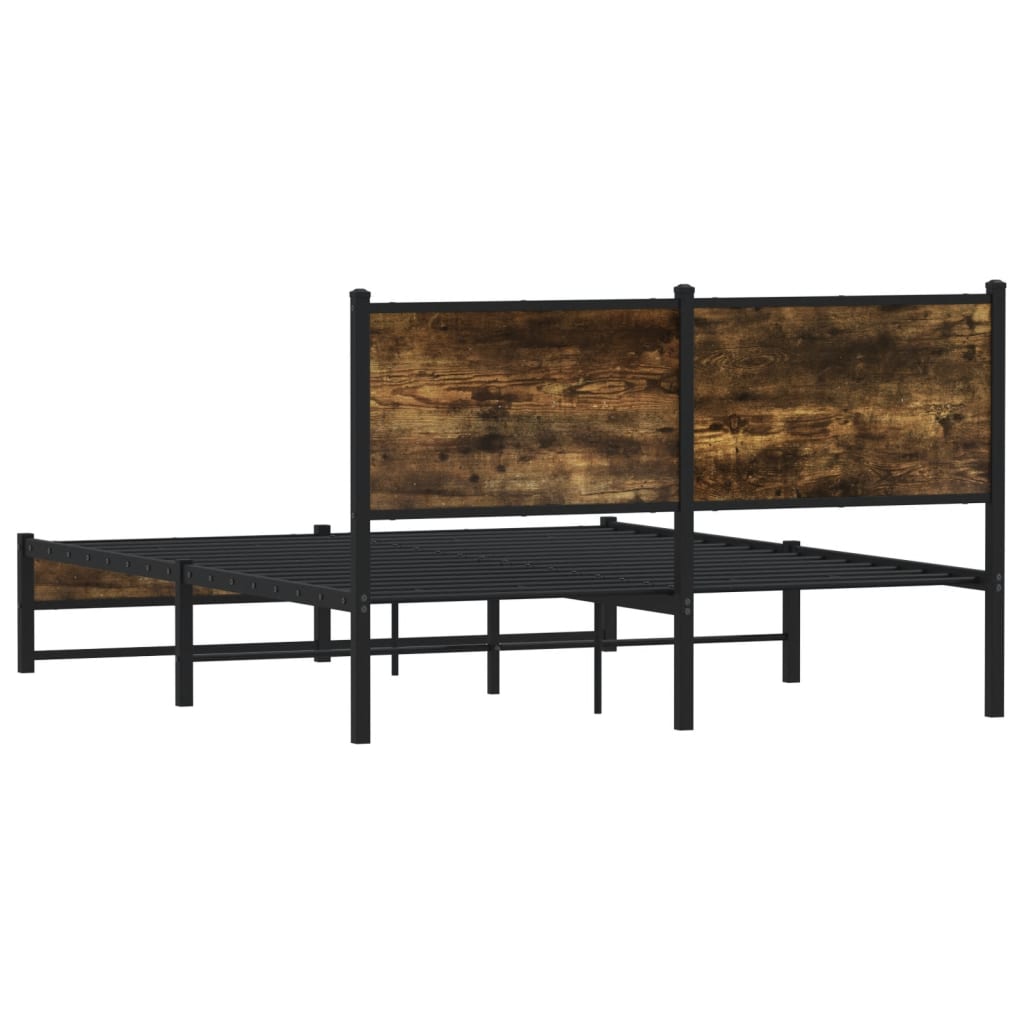 sengeramme uden madras 137x190 cm metal røget egetræsfarve