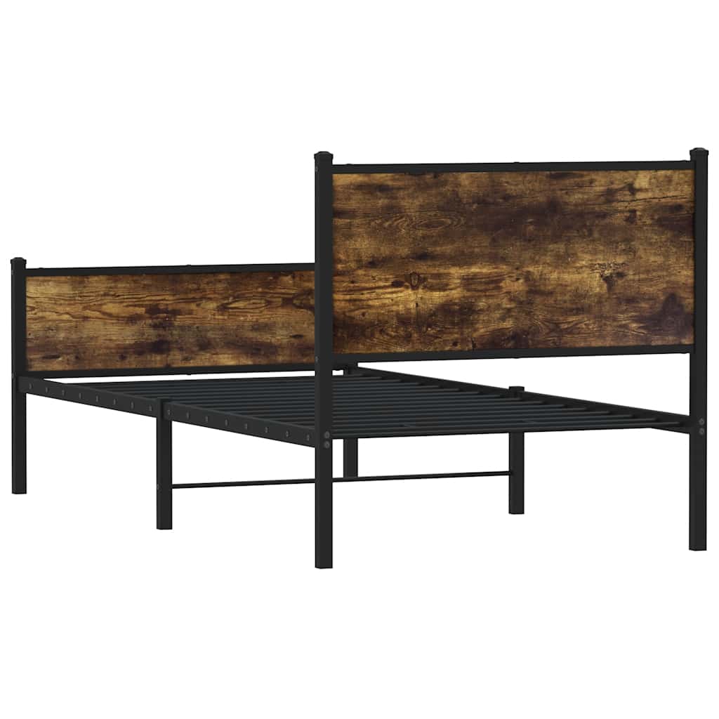 sengeramme uden madras 75x190 cm metal røget egetræsfarve