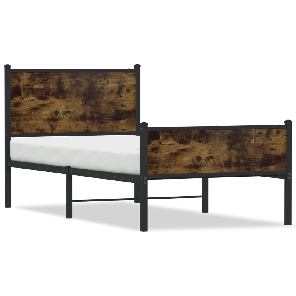 sengeramme uden madras 90x200 cm metal røget egetræsfarve