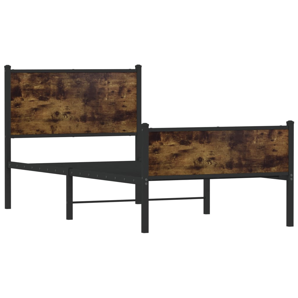 sengeramme uden madras 90x200 cm metal røget egetræsfarve