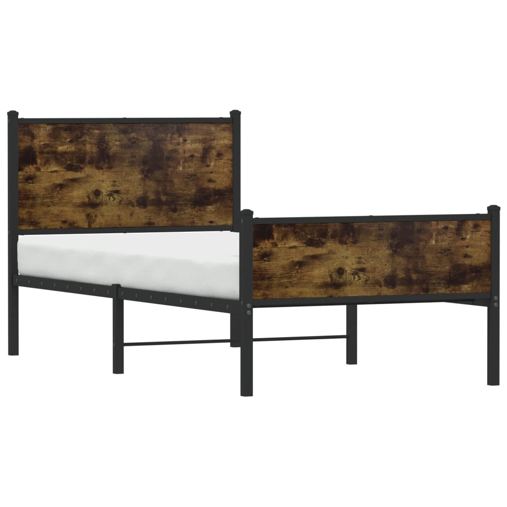 sengeramme uden madras 90x200 cm metal røget egetræsfarve