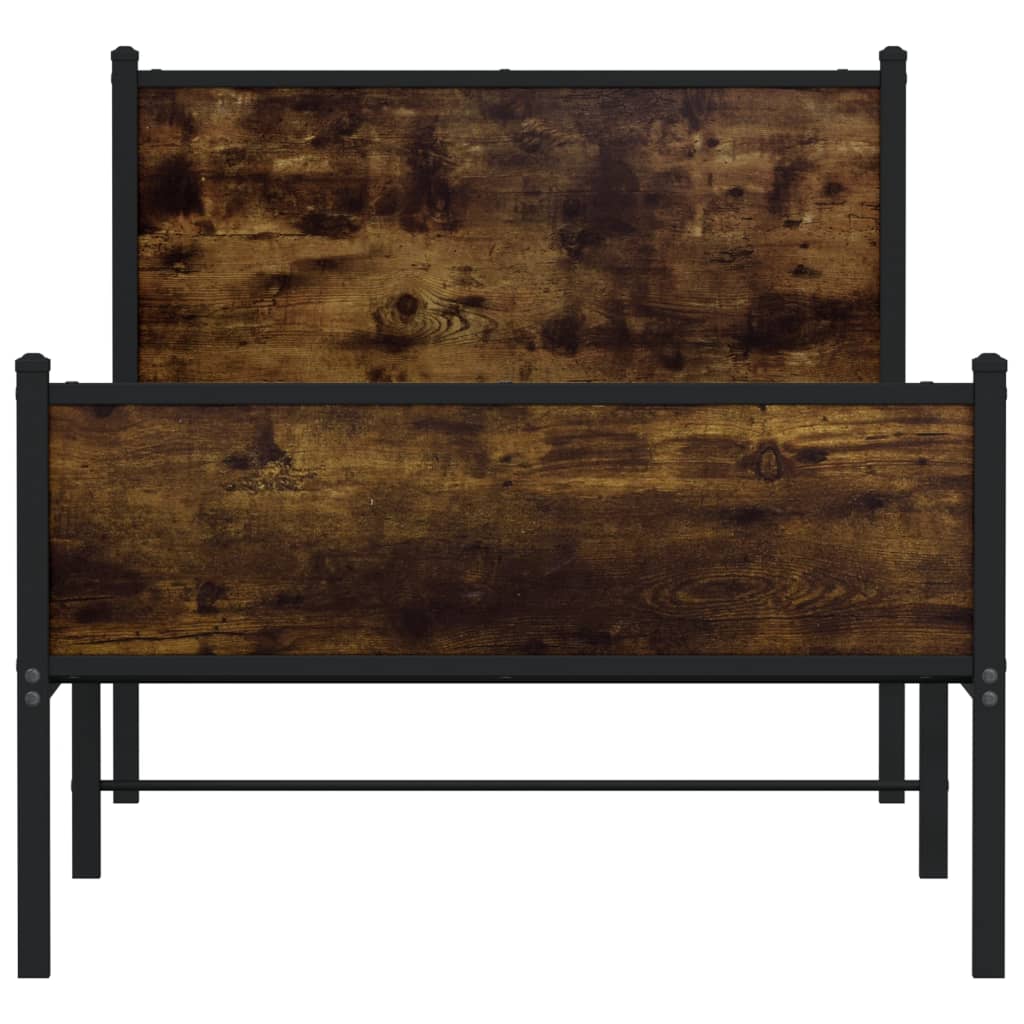 sengeramme uden madras 90x200 cm metal røget egetræsfarve