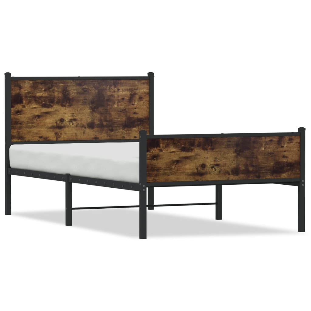 sengeramme uden madras 100x200 cm metal røget egetræsfarve
