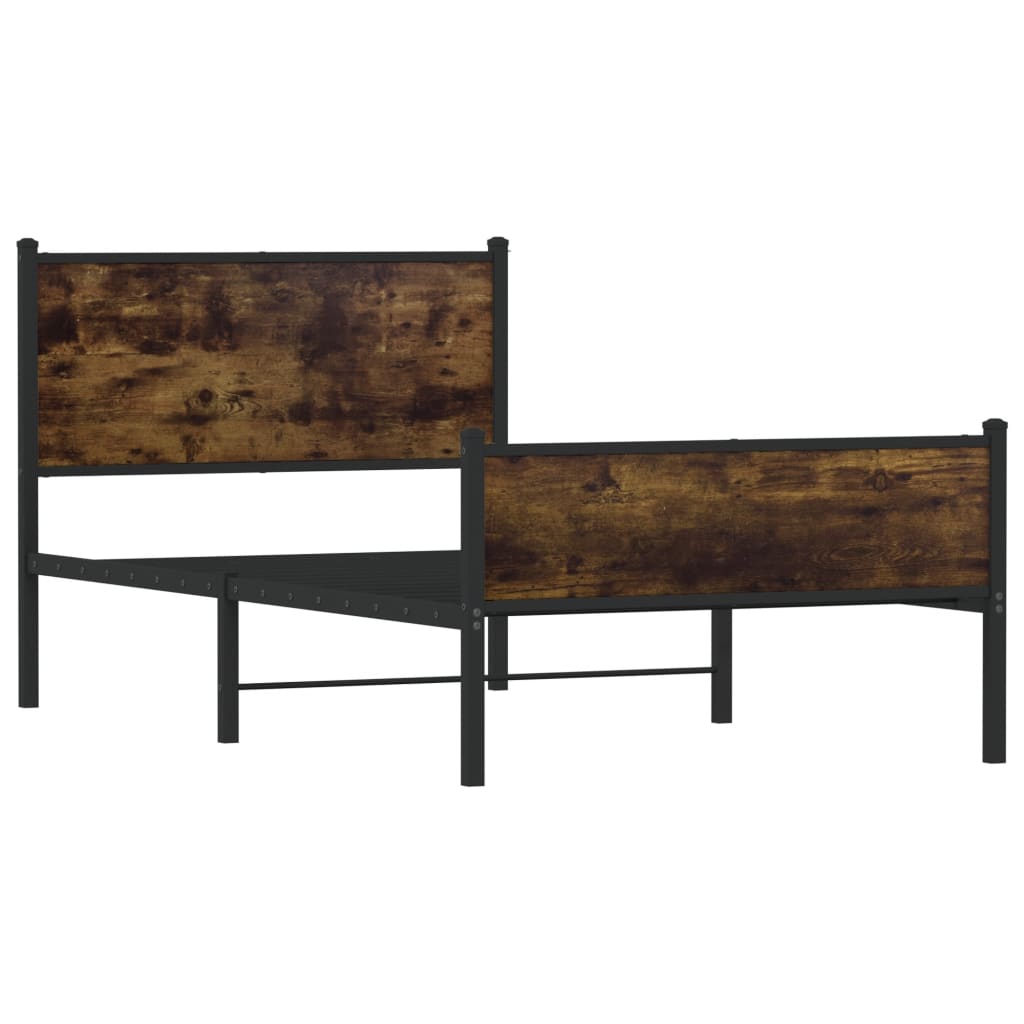 sengeramme uden madras 100x200 cm metal røget egetræsfarve