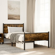sengeramme uden madras 100x200 cm metal røget egetræsfarve