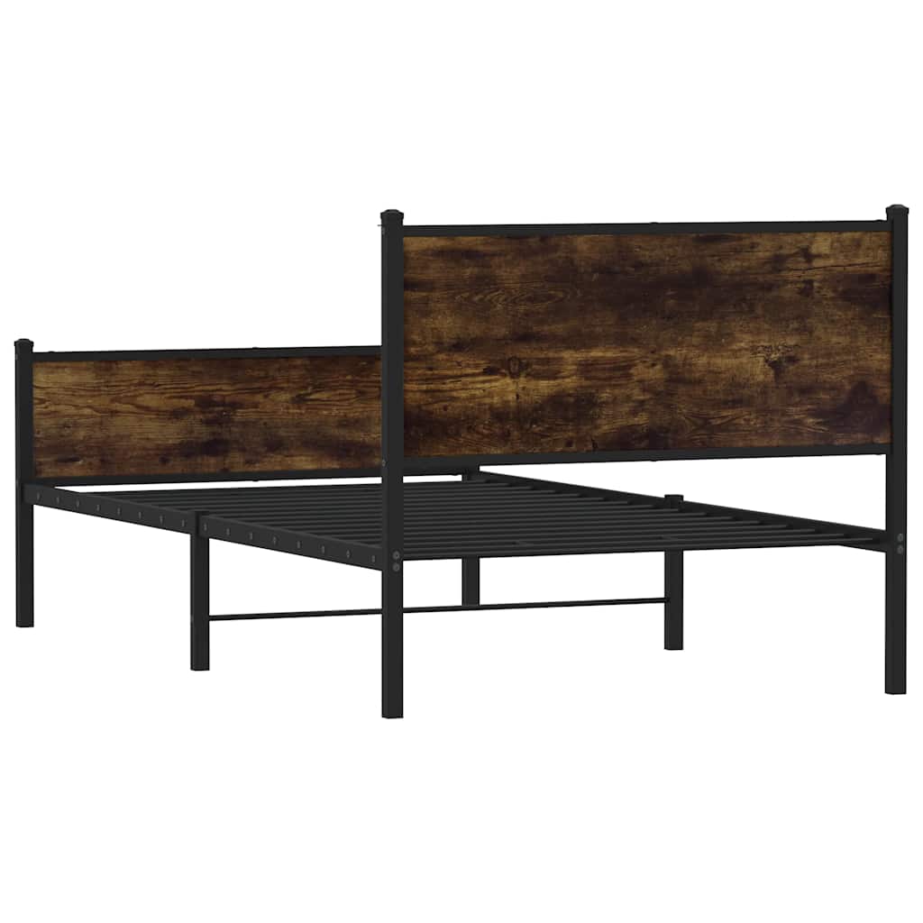 sengeramme uden madras 120x190 cm metal røget egetræsfarve