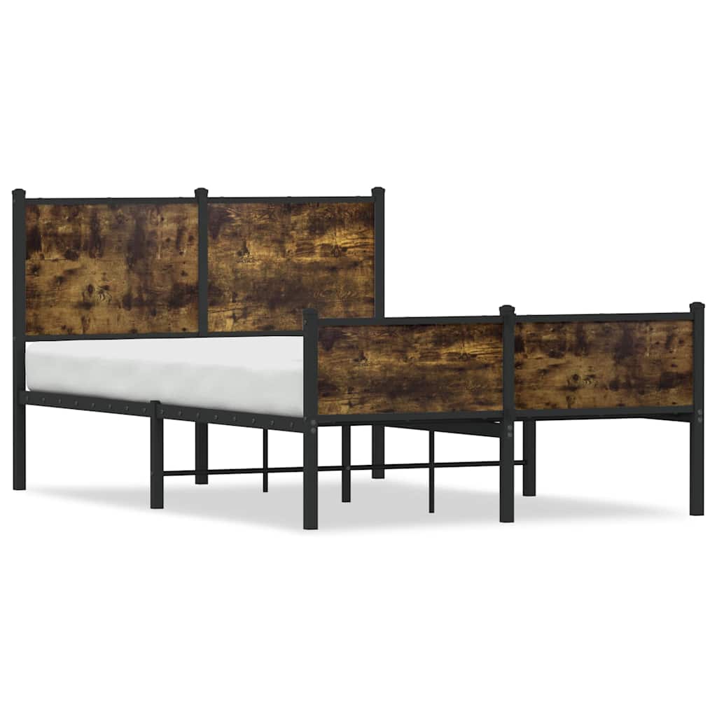 sengeramme uden madras 120x200 cm metal røget egetræsfarve