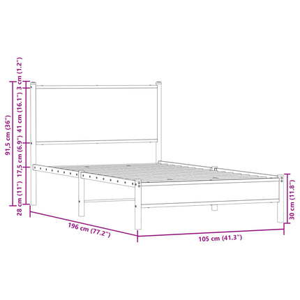 sengeramme uden madras 100x190 cm metal sonoma-eg