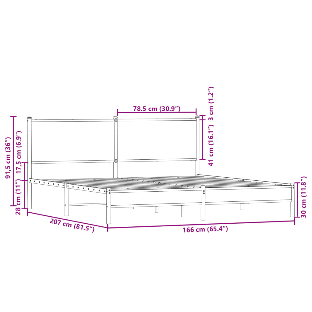 sengeramme uden madras 160x200 cm metal sonoma-eg