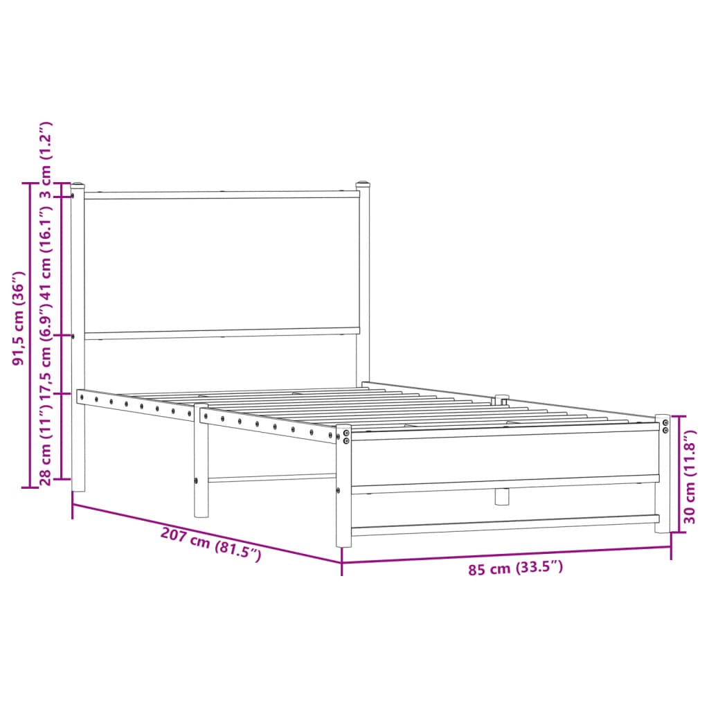 sengeramme uden madras 80x200 cm metal sonoma-eg