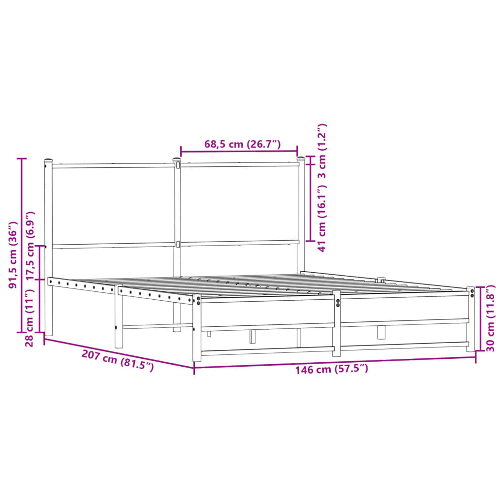 sengeramme uden madras 140x200 cm metal sonoma-eg