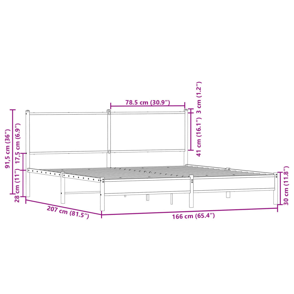 sengeramme uden madras 160x200 cm metal sonoma-eg