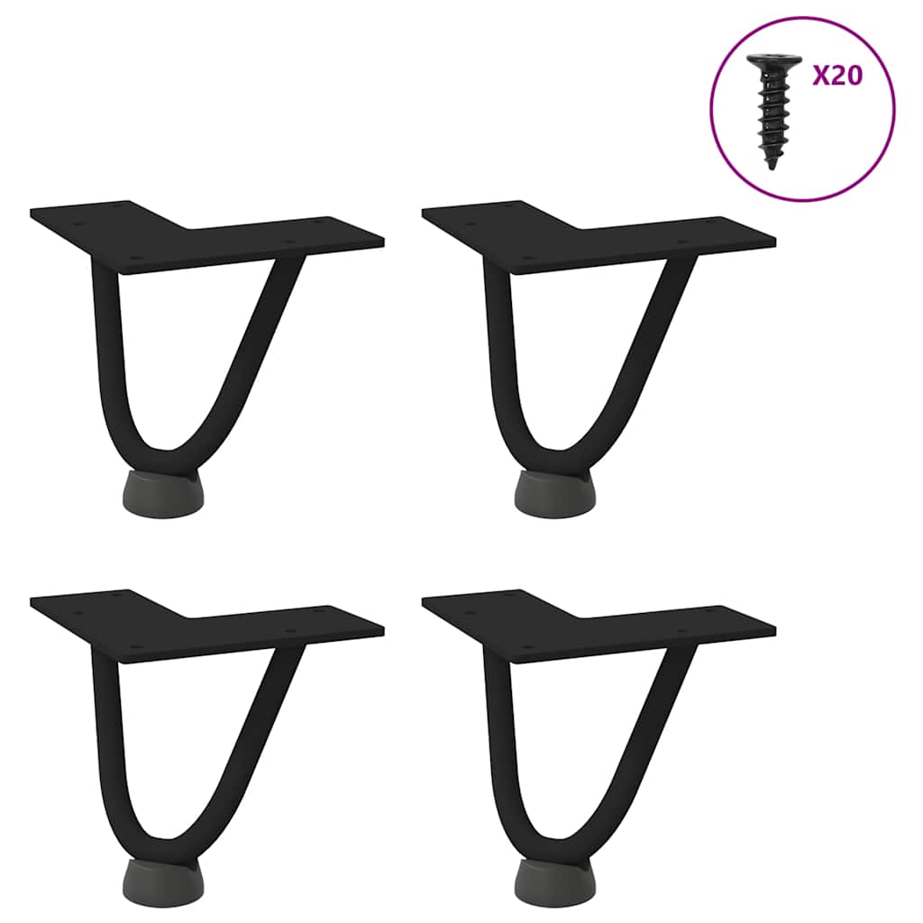 Hårnåleben Til Sofabord 4 Stk. Sort 10 Cm Massivt Stål - Vidaxl