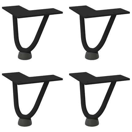 hårnåleben til sofabord 4 stk. sort 10 cm massivt stål