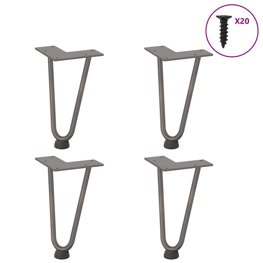 Hårnåleben Til Sofabord 4 Stk. Naturstål 20 Cm Massivt Stål - Vidaxl