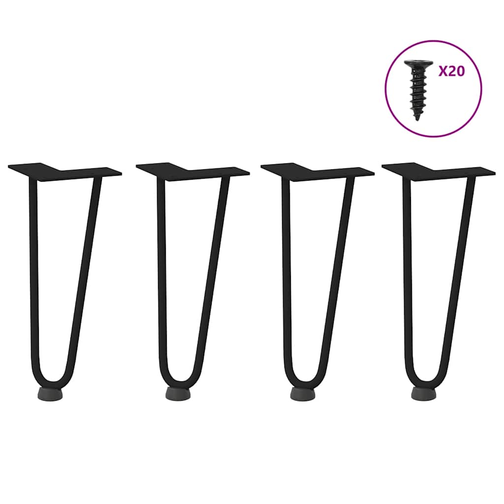 Hårnåleben Til Sofabord 4 Stk. Sort 30 Cm Massivt Stål - Vidaxl