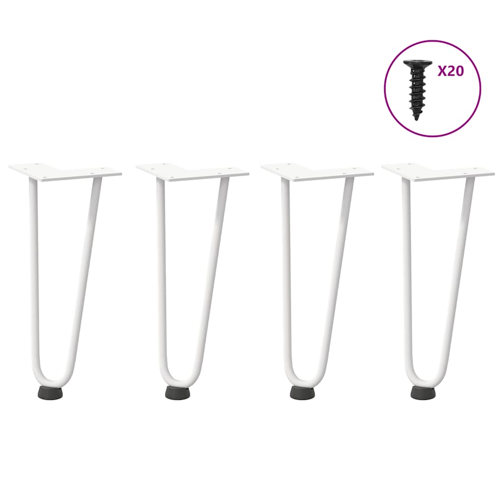 Hårnåleben Til Sofabord 4 Stk. Hvid 30 Cm Massivt Stål - Vidaxl