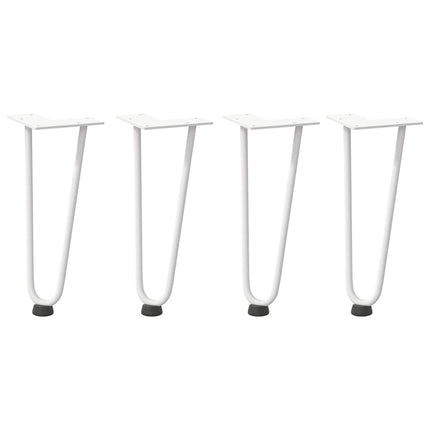 hårnåleben til sofabord 4 stk. hvid 30 cm massivt stål