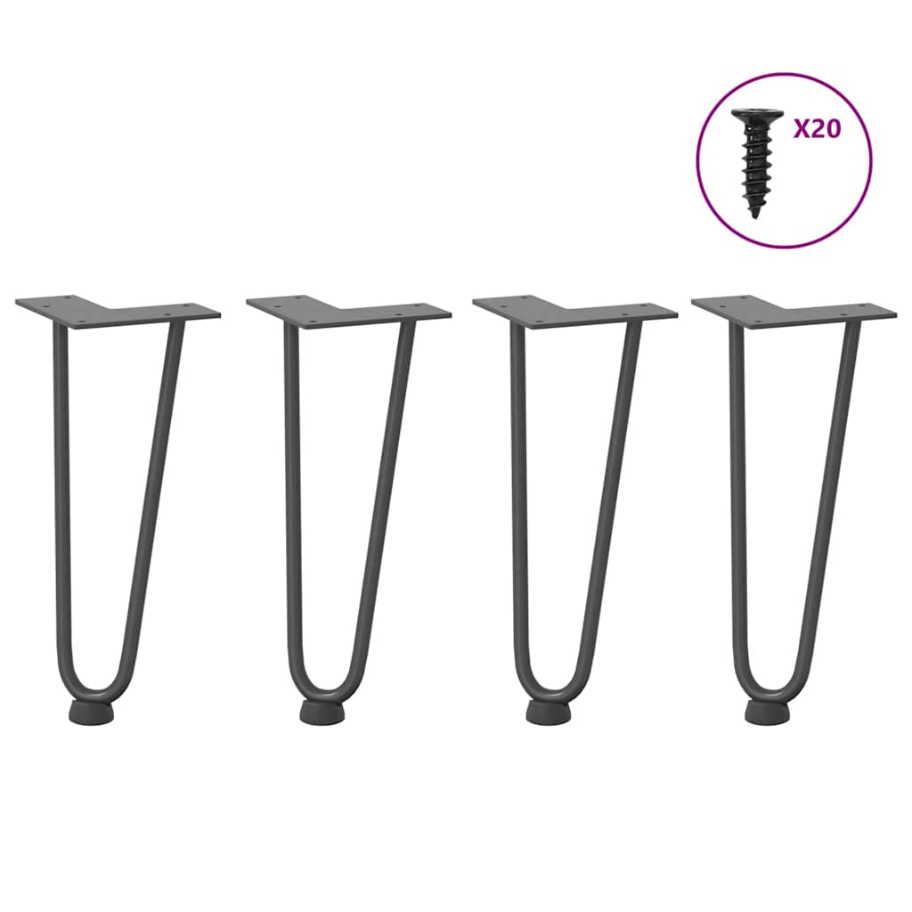 Hårnåleben Til Sofabord 4 Stk. Antracit 30 Cm Massivt Stål - Vidaxl
