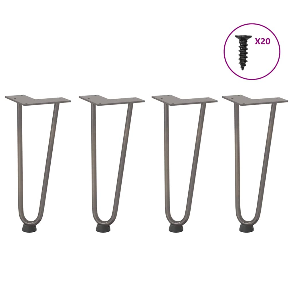 Hårnåleben Til Sofabord 4 Stk. Naturstål 30 Cm Massivt Stål - Vidaxl