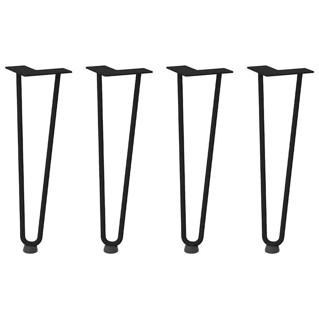 hårnåleben til sofabord 4 stk. sort 42 cm massivt stål