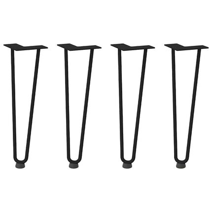 hårnåleben til sofabord 4 stk. sort 42 cm massivt stål