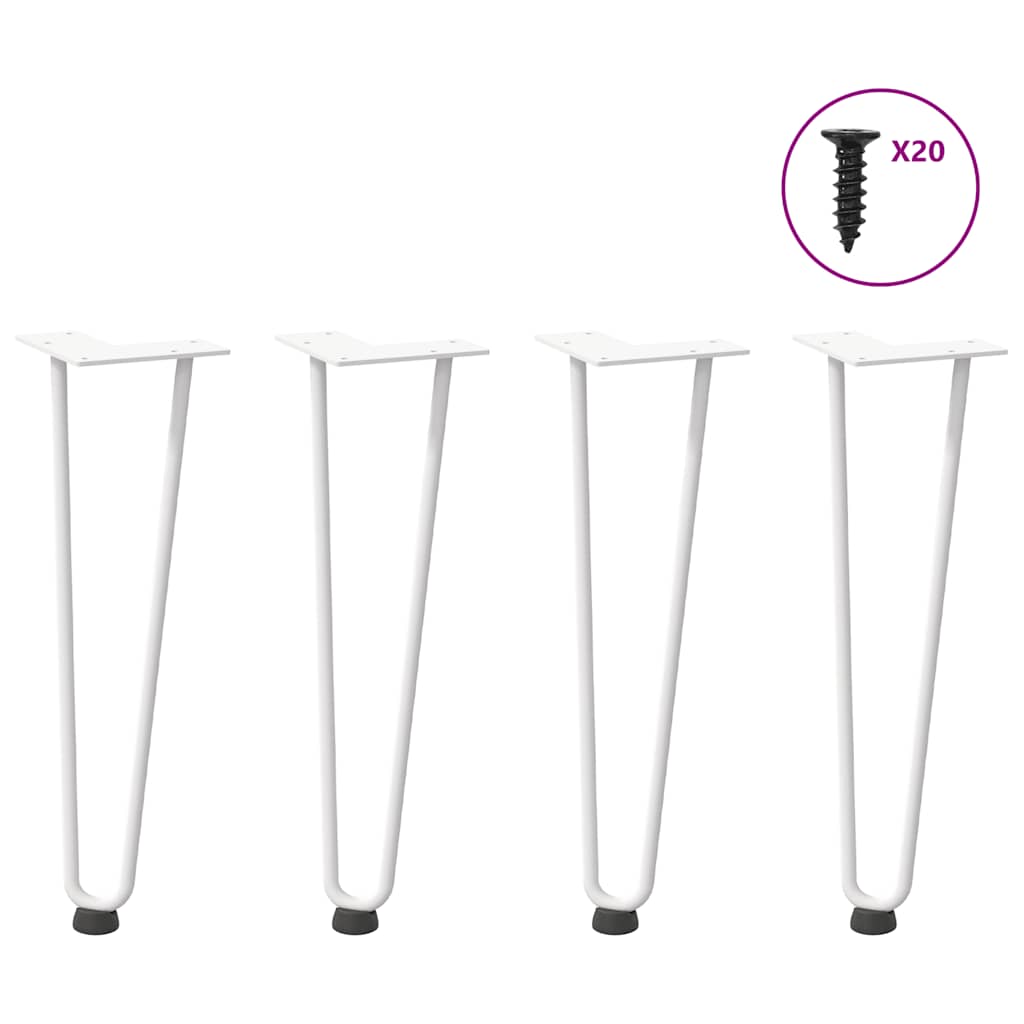 Hårnåleben Til Sofabord 4 Stk. Hvid 42 Cm Massivt Stål - Vidaxl
