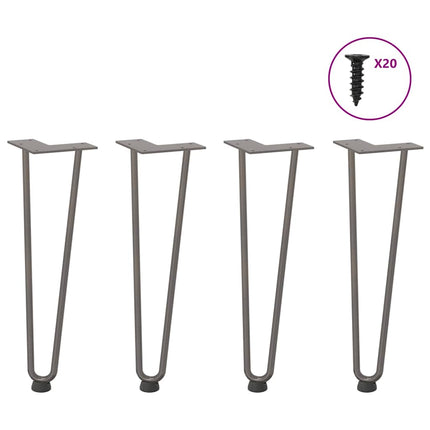 hårnåleben til sofabord 4 stk. naturstål 42 cm massivt stål