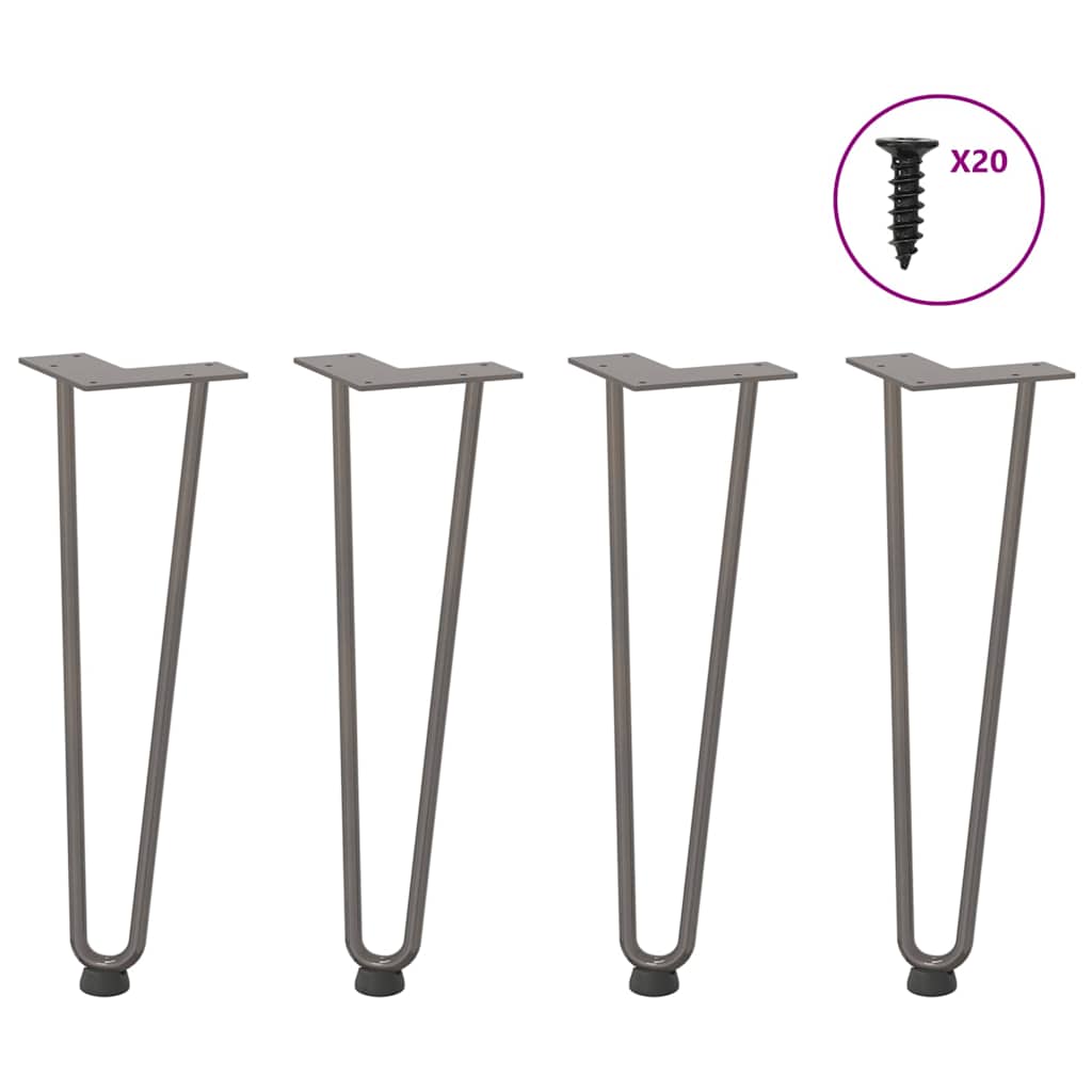 Hårnåleben Til Sofabord 4 Stk. Naturstål 42 Cm Massivt Stål - Vidaxl