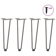 hårnåleben til sofabord 4 stk. naturstål 42 cm massivt stål