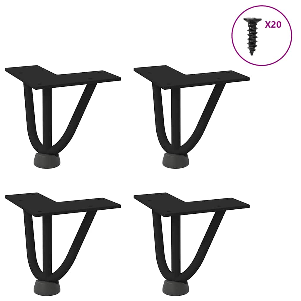 Hårnåleben Til Sofabord 4 Stk. Sort 10 Cm Massivt Stål - Vidaxl
