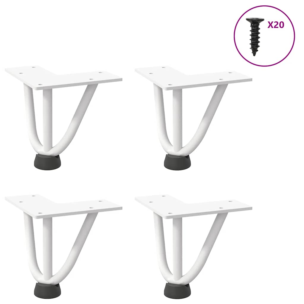 Hårnåleben Til Sofabord 4 Stk. Hvid 10 Cm Massivt Stål - Vidaxl