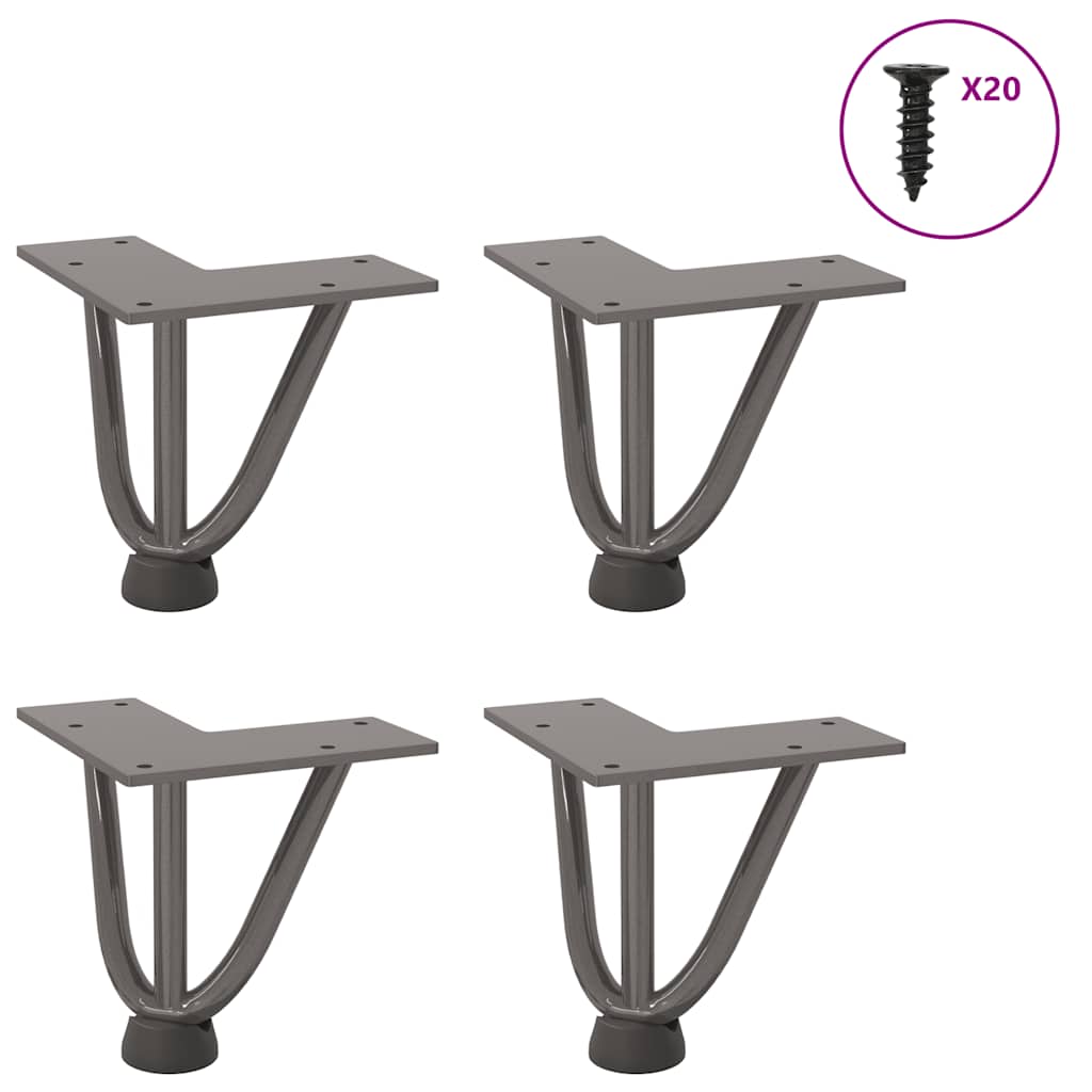 Hårnåleben Til Sofabord 4 Stk. Naturstål 10 Cm Massivt Stål - Vidaxl