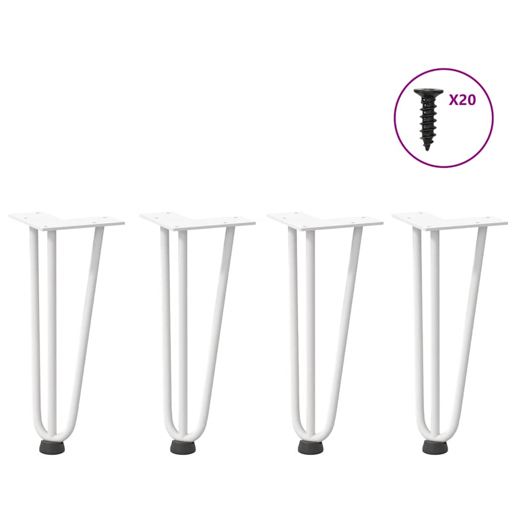 Hårnåleben Til Sofabord 4 Stk. Hvid 30 Cm Massivt Stål - Vidaxl