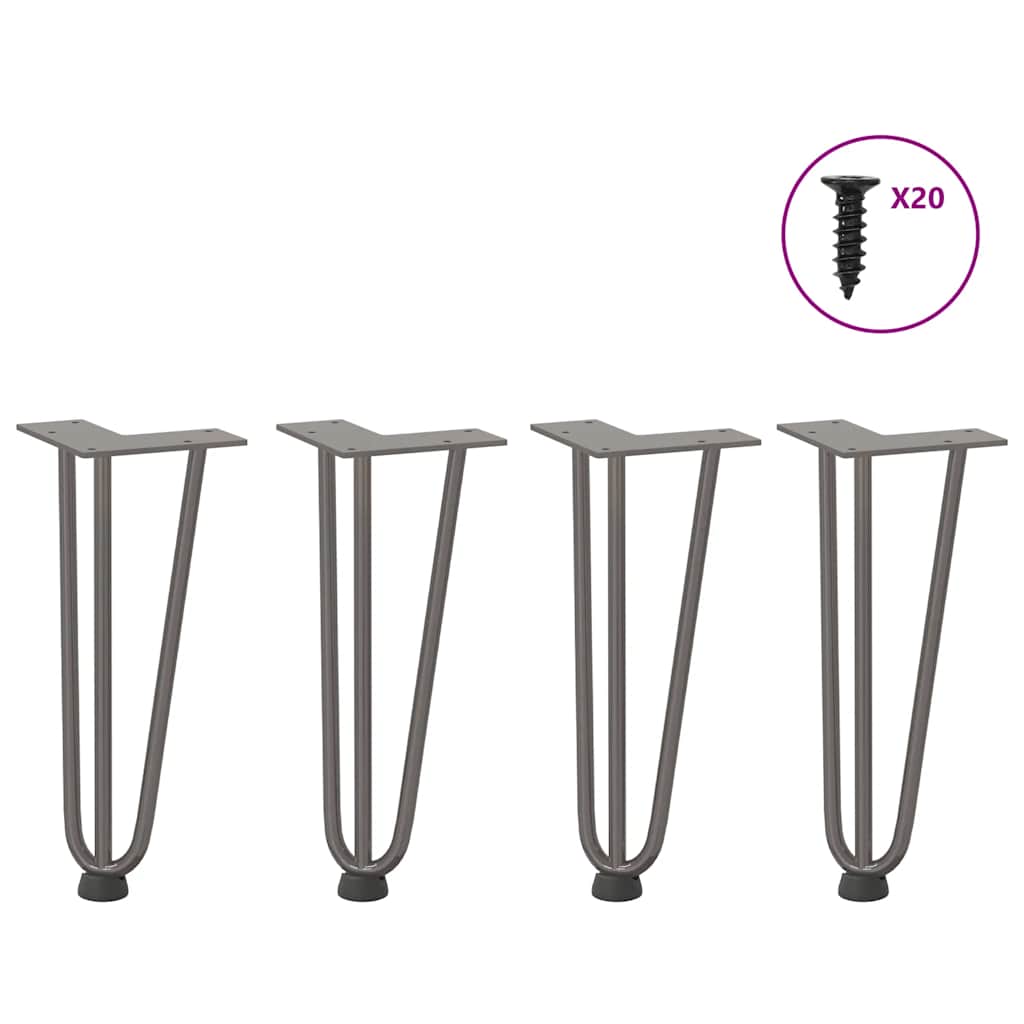 Hårnåleben Til Sofabord 4 Stk. Naturstål 30 Cm Massivt Stål - Vidaxl