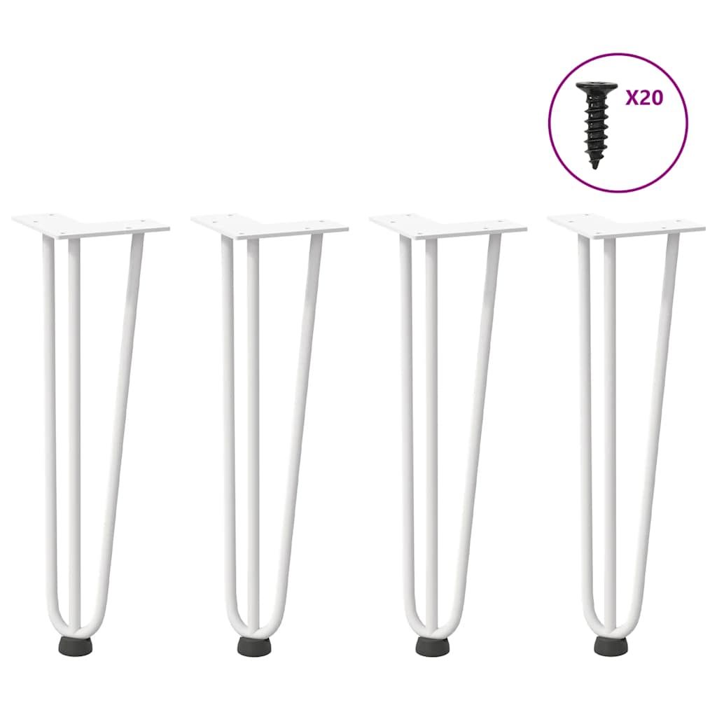 Hårnåleben Til Sofabord 4 Stk. Hvid 42 Cm Massivt Stål - Vidaxl