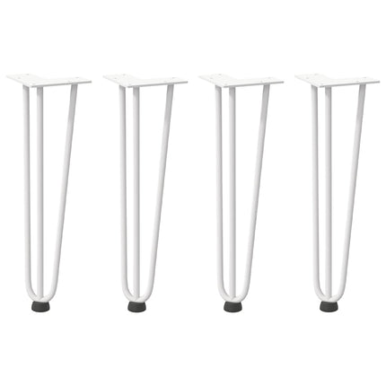 hårnåleben til sofabord 4 stk. hvid 42 cm massivt stål