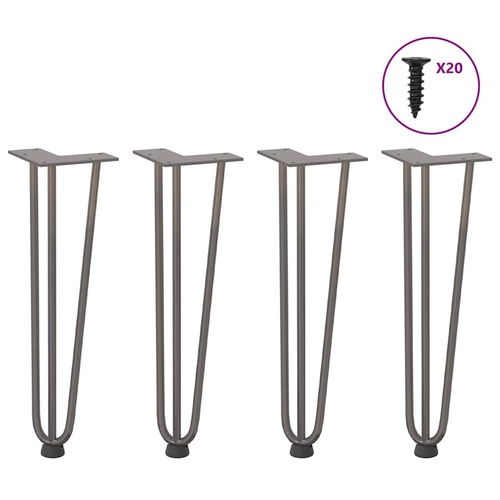 Hårnåleben Til Sofabord 4 Stk. Naturstål 42 Cm Massivt Stål - Vidaxl